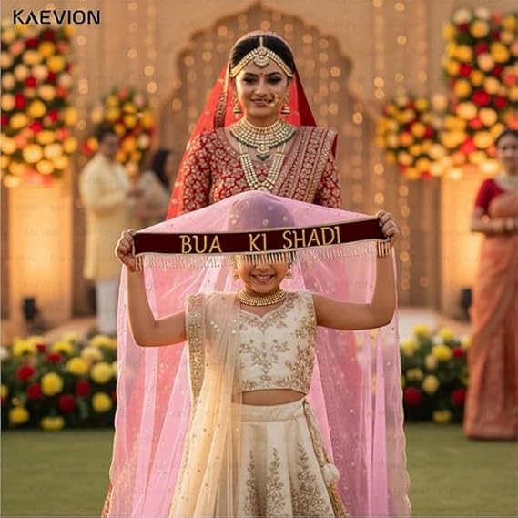 Kaevion Wedding Dupatta | Entry Dupatta with Text | Custom Name Dupatta for Children, Kid’s, 6-8 years Old Baby-Light Pink