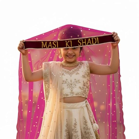 Kaevion Masi Ki Shadi Dupatta/Bua Ki Shadi Chunni/Didi Ki Shadi Odhni/ Beautiful Entry Dupatta for Kid’s-Magenta
