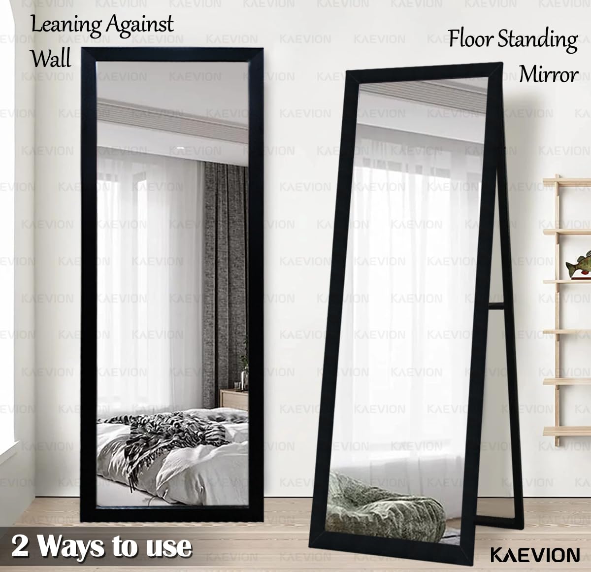 KAEVION Rectangle Black 5 Feet Full Length Standing Mirror| Full Mirror for Bedroom, Living Room| Big Wall Glass