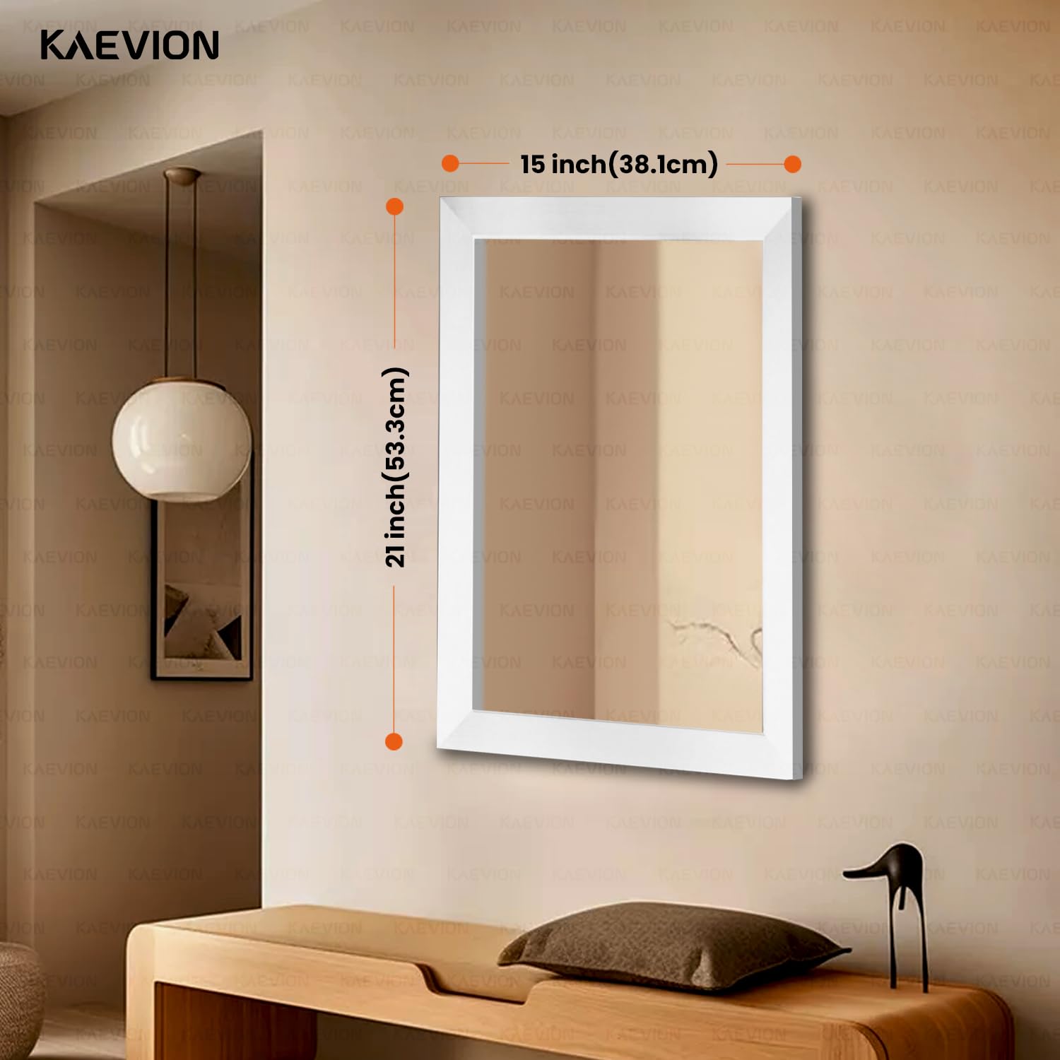 KAEVION Wall Hanging 1.75ft Water Proof PVC Framed Mirror | Wall Mirror for Bedroom or Bathroom |Home Decor Wall Mount Mirror for Bedroom Living-Room Vanity Farmhouse| washroom Mirror for Wall