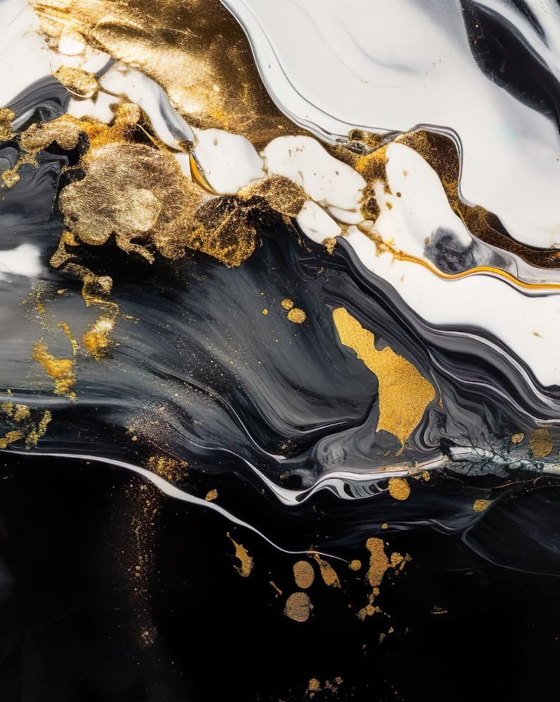 KAEVION Home Decor Wall Art 3 Pcs Abstract art print set Modern creative abstract artwork golden brush strokes, texture design for wall decor wallpaper poster card mural hanging, print