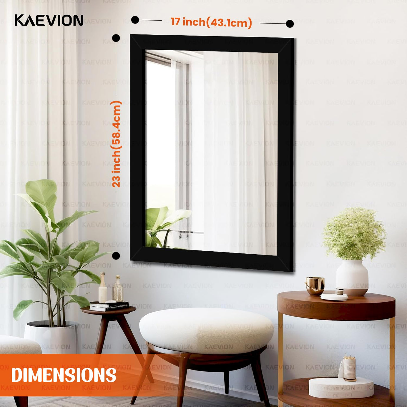 KAEVION Wall Hanging 2 Feet Water Proof PVC Framed Mirror | Wall Mirror for Bedroom or Bathroom | Home Decor Mounted Mirror for Bedroom Living-Room Vanity Farmhouse | Wash Room Mirror for Wall
