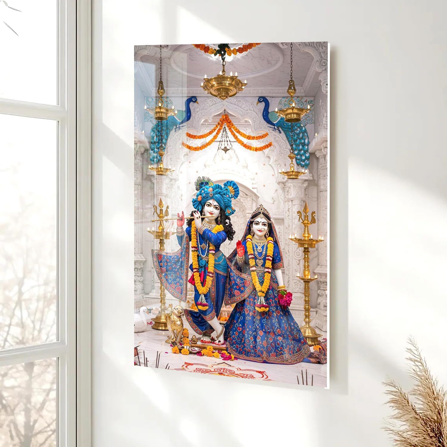 Kaevion Acrylic 4mm Customized/Personalized Clear Wall Mount Frameless Rectangular Picture Photo/Poster Frame For all Lord- Ram, Krishna, Hanuman, Balaji, Shivji ji, etc - Temple Wall Décor