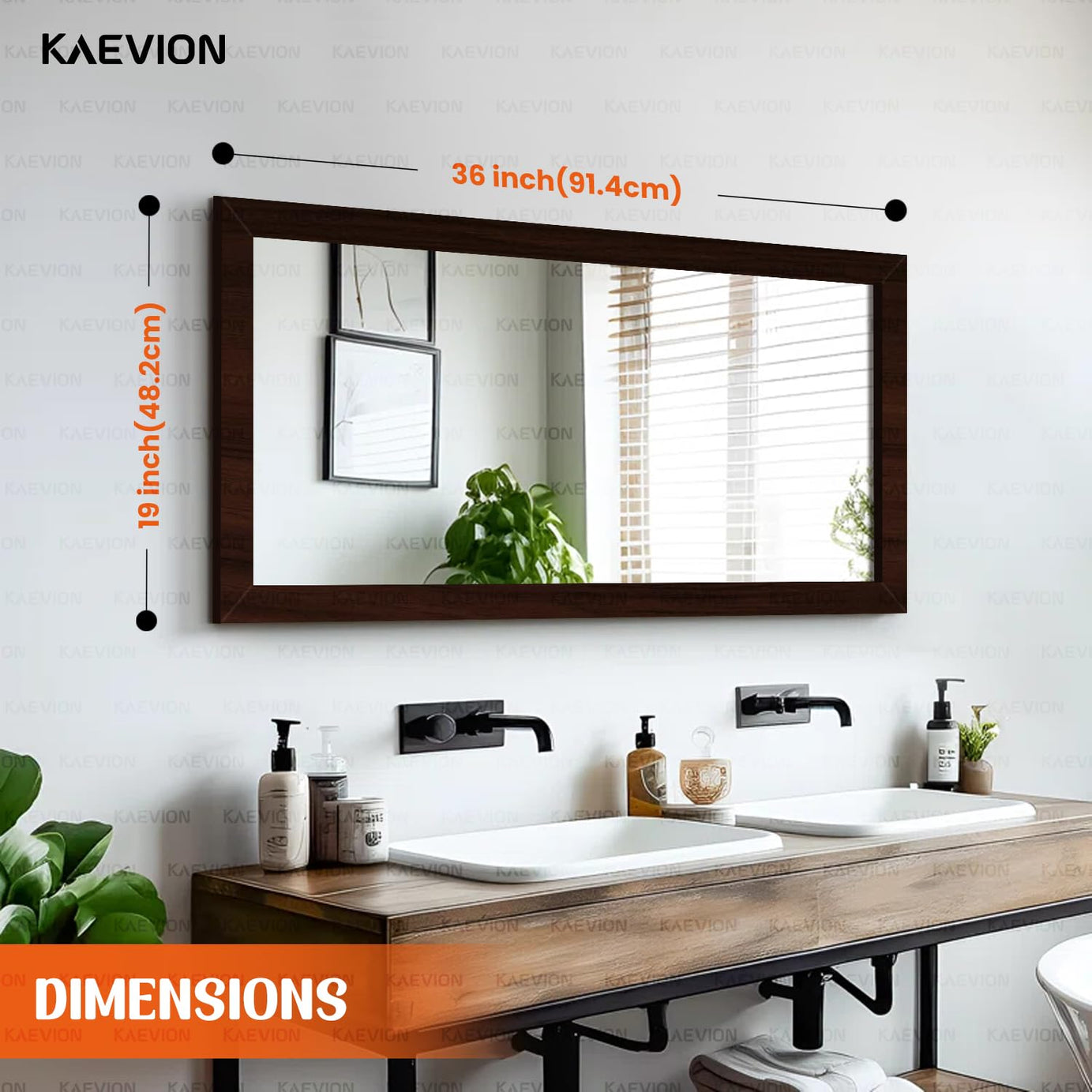KAEVION Wall Hanging 3ft Waterproof PVC Framed Mirror | Wall Mirror for Bedroom or Bathroom | Home Decor Wall Mounted Mirror for Bedroom Living-Room Vanity Farmhouse| wash Room Mirror for Wall