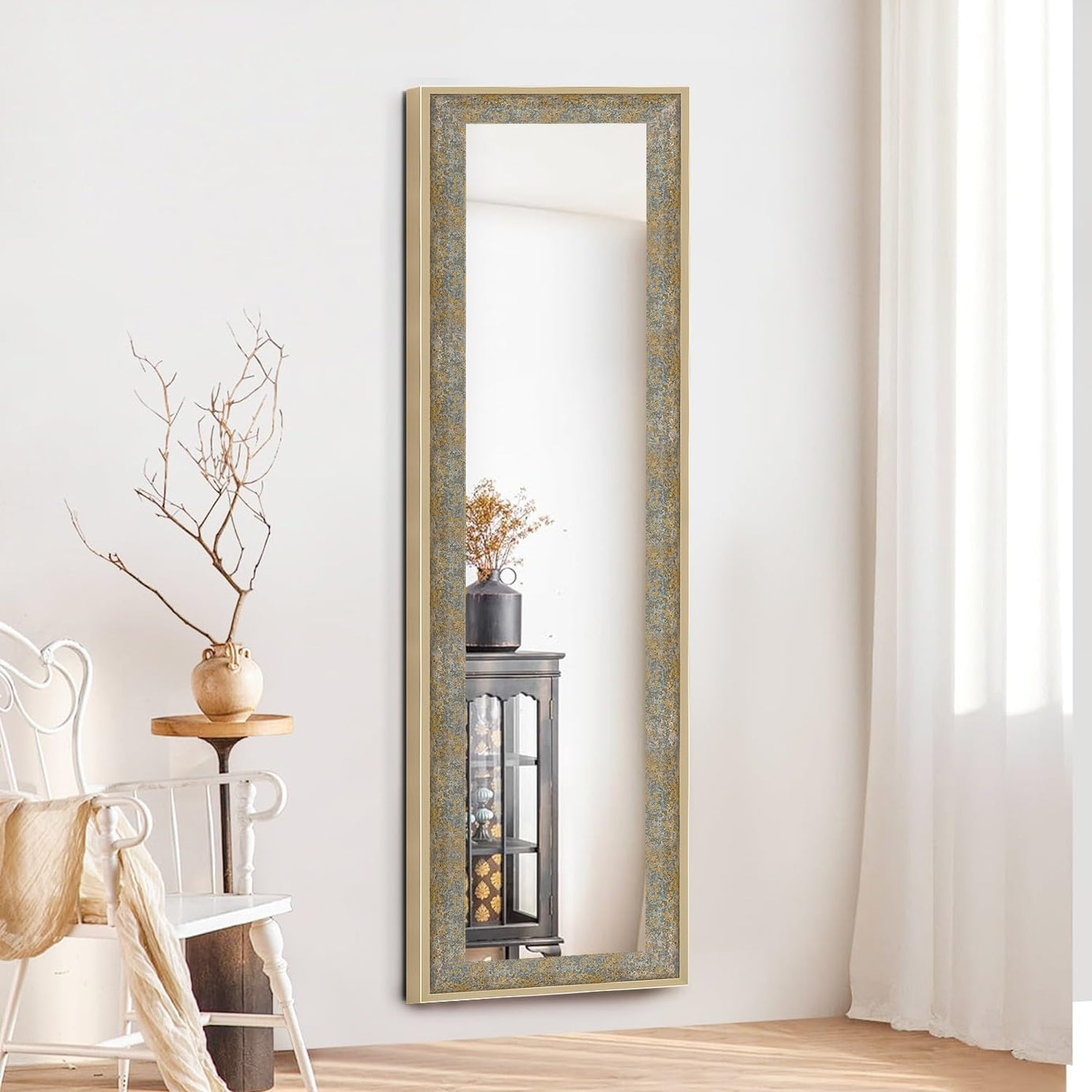 KAEVION Rectangle 4 feet Multi Golden Long Size Wall Hanging Glass Full Length Wall Hanging Mirror | Home Décor Mirror for Bathroom, Living Room, Bedroom, Office,Gym,Salon
