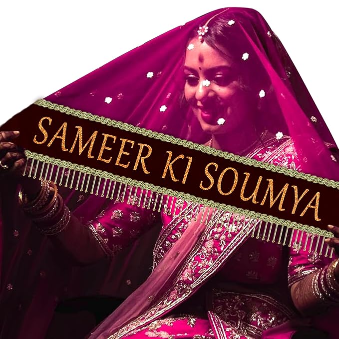 KAEVION Customized Bridal Wedding Dupatta, Bride Entry Duppatta with Text, Dulhan Name Odhni, Indian Wedding Chunni for Bride/Womens