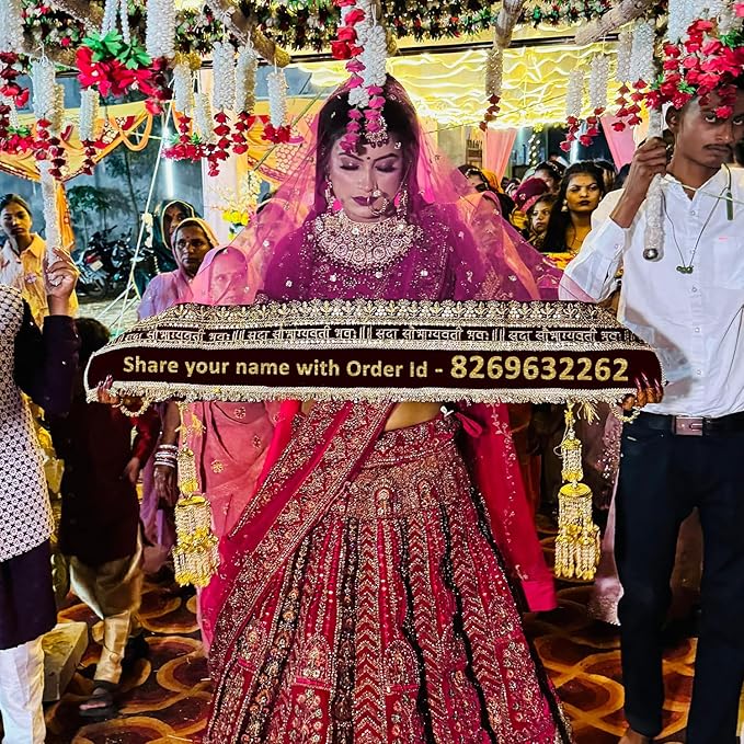 KAEVION Bridal Sada Saubhagyawati Bhava Dupatta | Heavy Border Wedding Chunni | Reception Duppatta for Bride | Odhni for Indian Wedding Look