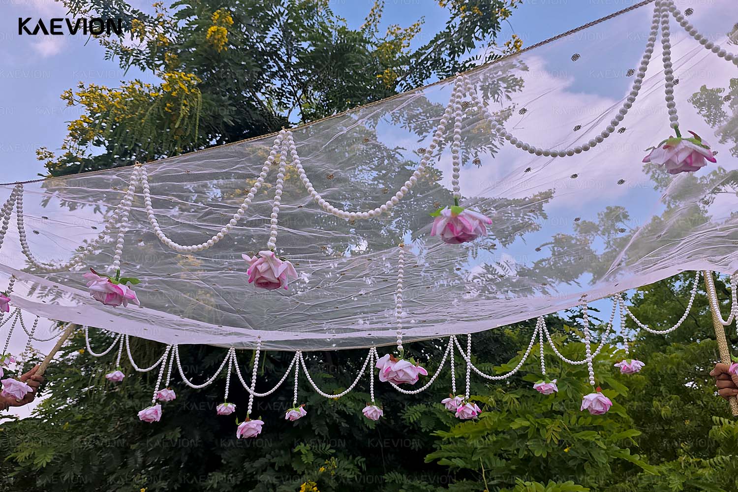 Kaevion Pastel Flower Bridal Canopy | Modern Wedding Entry Decorative Garland | Dulhan Ke Liye Phoolon Ki Chadar | Gift for Bride/Dulhan/Best Friend/Dear One’s- 2 Meter