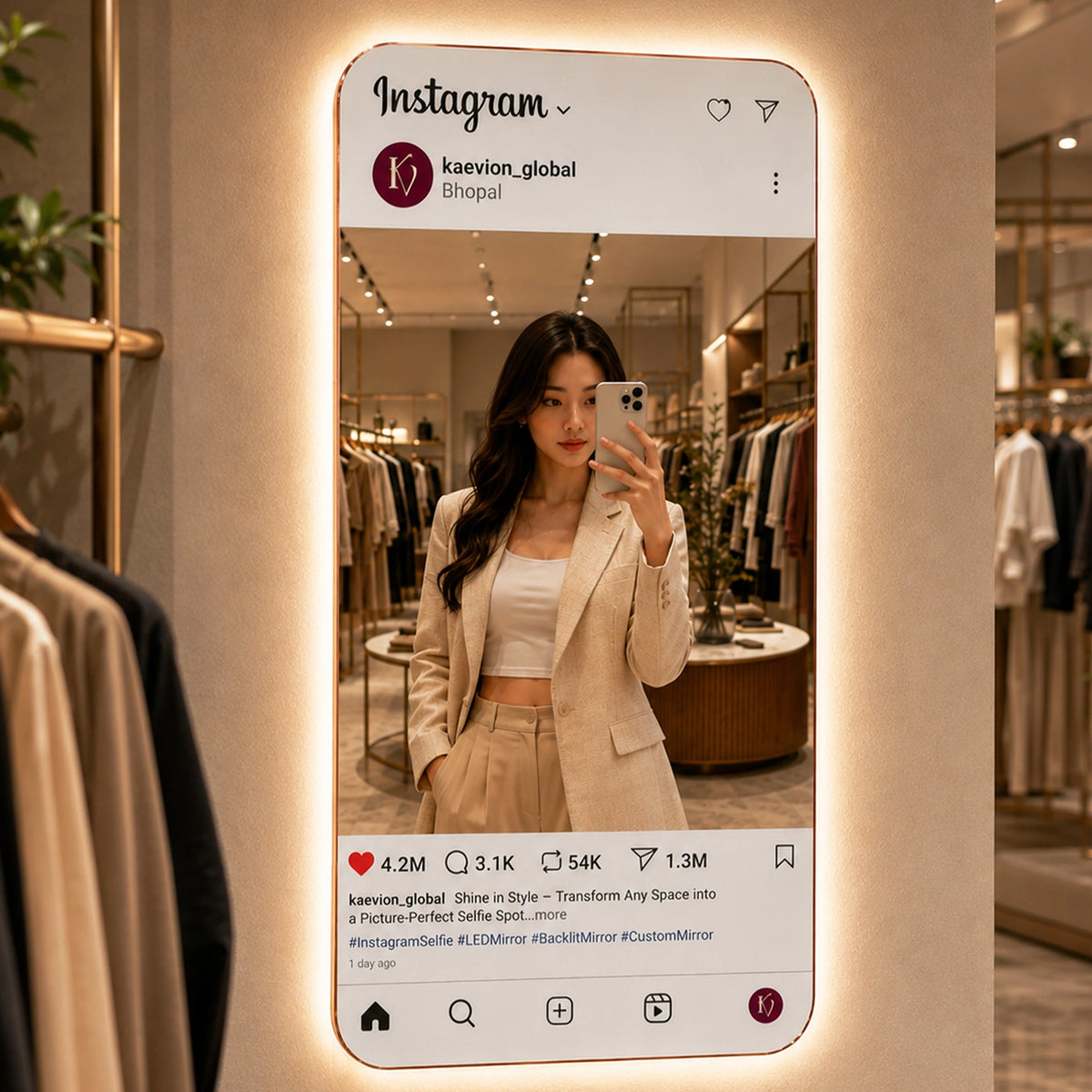 Kaevion Instagram selfie mirror with LED backlight