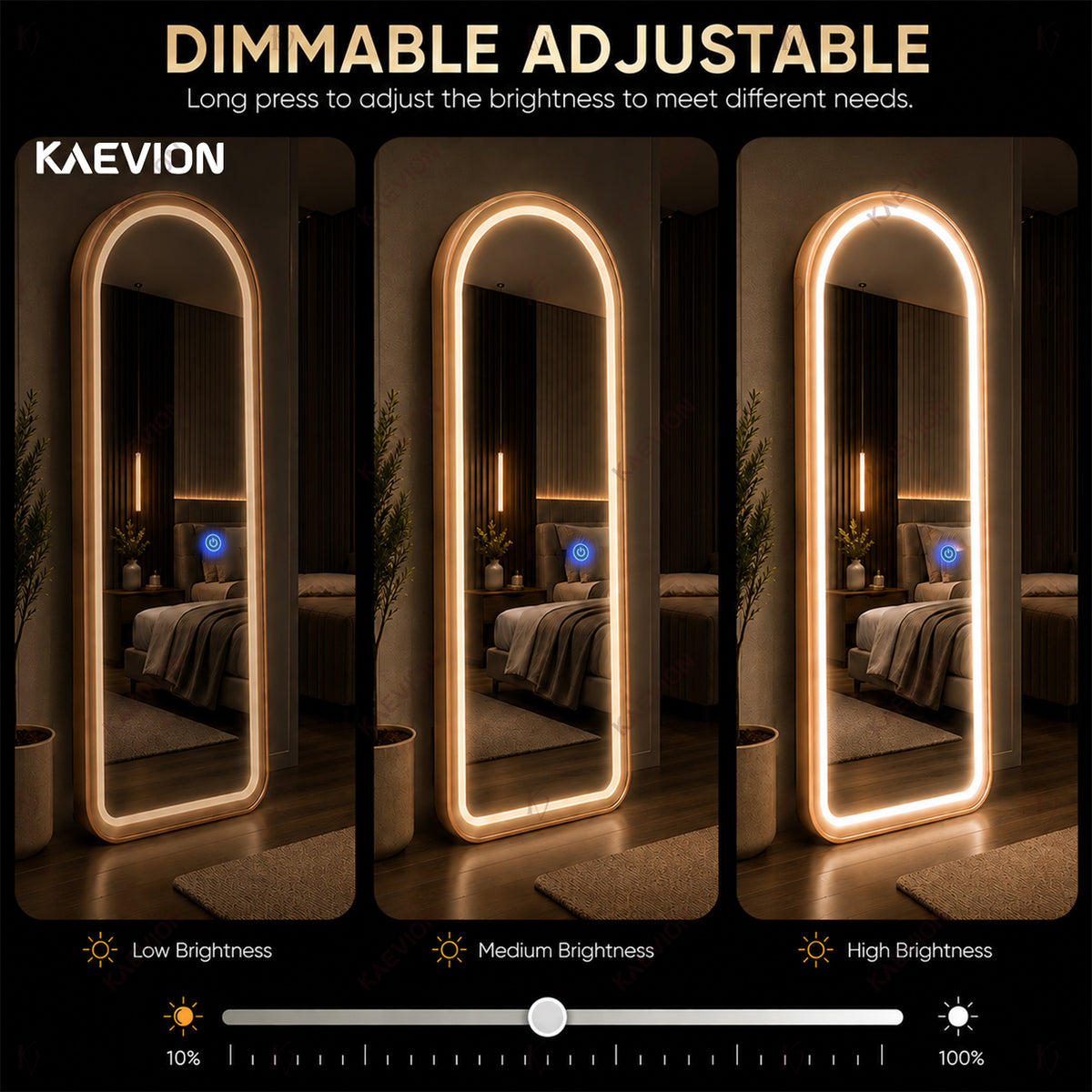 5 Feet 3 in 1 LED Lighted Arch Mirror, Rose Gold | Full Length, Wall-Hanging, Premium 5mm Thick Frame, Backlit Tall Arched Vanity Mirror