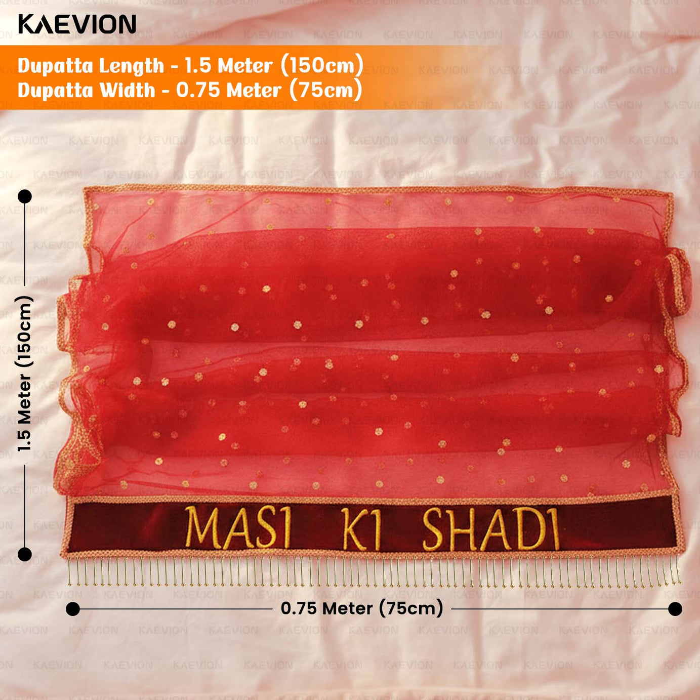 Kaevion Wedding Dupatta | Entry Dupatta with Text | Custom Name Dupatta for Children, Kid’s, 6-8 years Old Baby