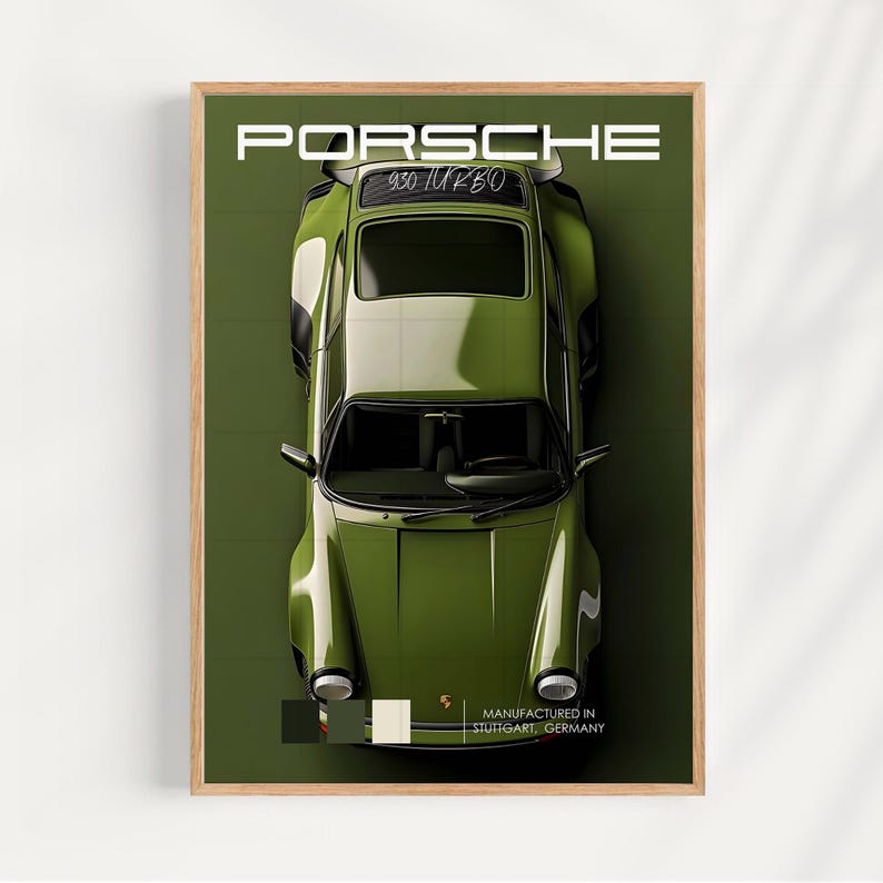 KAEVION Porsche Wall Frames | Matte Car Porsche Gift | Car Model Wall Art Decor | Framed Posters for Wall Decoration