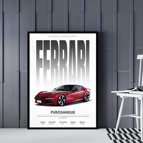 Kaevion Glossy Wall Art Paintings for Home Decor, Car Canvas Art, Modern Car Wall Hanging Frames