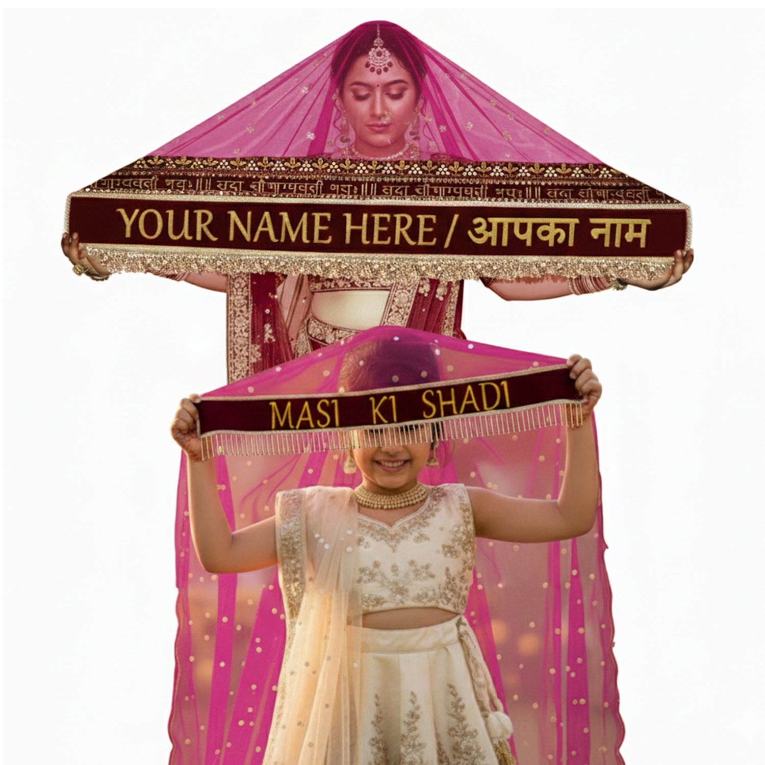 KAEVION Indian Wedding Dupattas | Customized Wedding Gift For Bride | Ethnic Sequins Embroidered Chunni & Children’s Entry Odhni