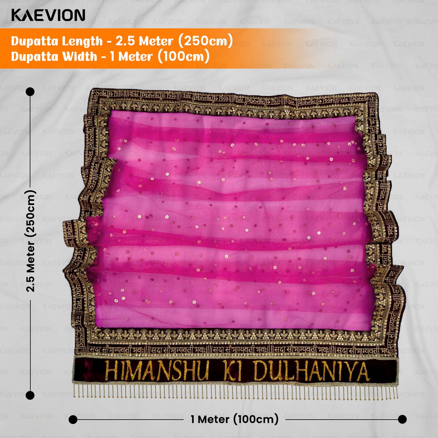 Kaevion Name Printed Sada Saubhagya Dupatta | Mausi Ki Shadi Dupatta with Bride Entry Chunni | Shaadi Entry Dupatta | मासी की शादी का दुपट्टा