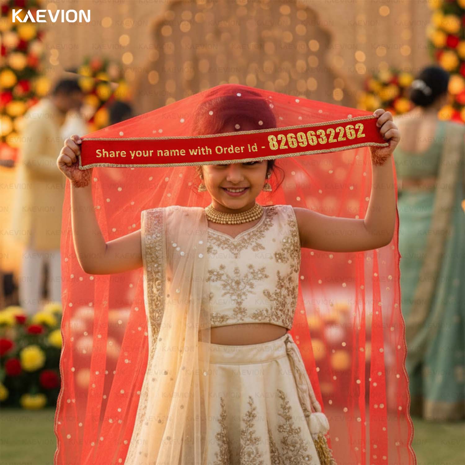KAEVION Sada Saubhagyawati Dupatta with Kid’s Entry Chunni | Bride and Kid’s Dupatta Set | Bridal Dupatta Set with बुआ की शादी का दुपट्टा
