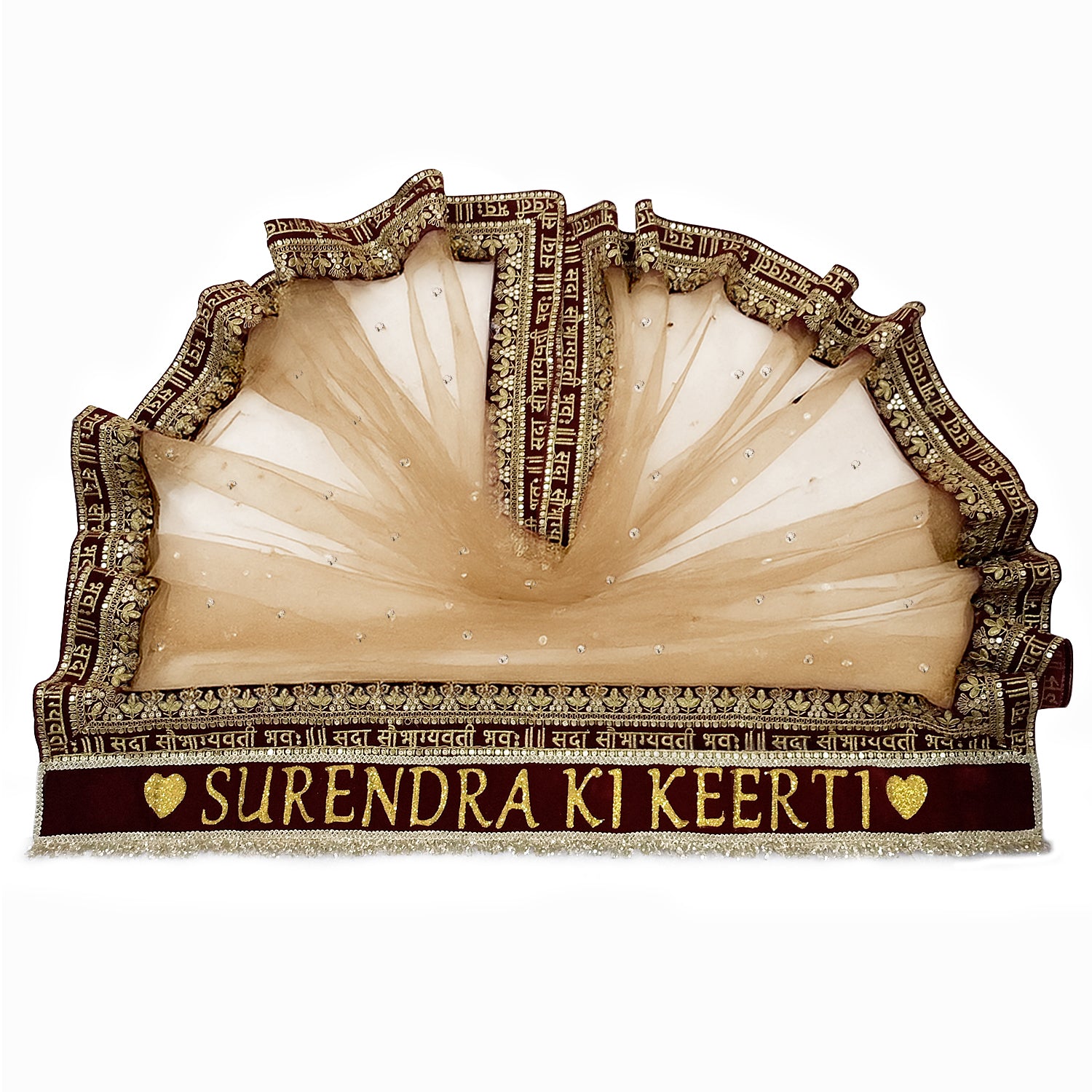 KAEVION Bridal Sada Saubhagyawati Bhava Dupatta | Heavy Border Wedding Chunni | Reception Duppatta for Bride | Odhni for Indian Wedding Look