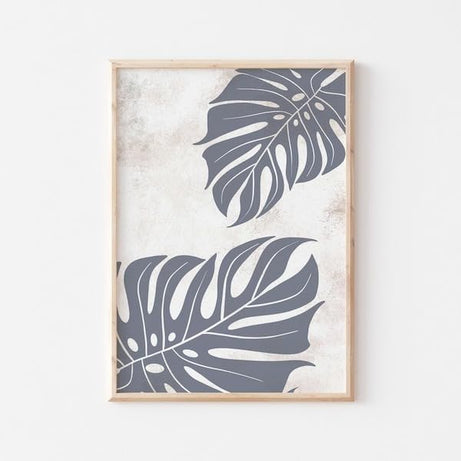 KAEVION Wall Art Photo Palm Leaf Tropical Monstera Leaf Frame | Glossy Digital Frame Set of 3 Prints| Waterproof Scratch Resistance Long Lasting Wall Home Decor Photo Poster with Frame – 3 pcs