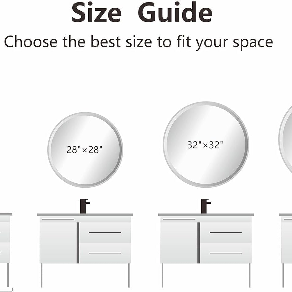 KAEVION 2 Feet Round Frameless Wall-Mounted HD Mirror with 5 mm Glass Thickness | Wall Hanging Mirror for Bathroom, Entryway, Living Room