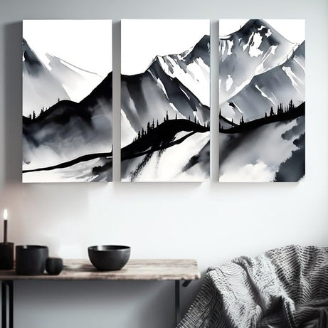 KAEVION Frameless Mountain Photo Frame for Home Decor |Wall Hanging Big Size Photo Frame|Matt Finish Waterproof sceatch Resitance paint Print Frame – Pcs of -3