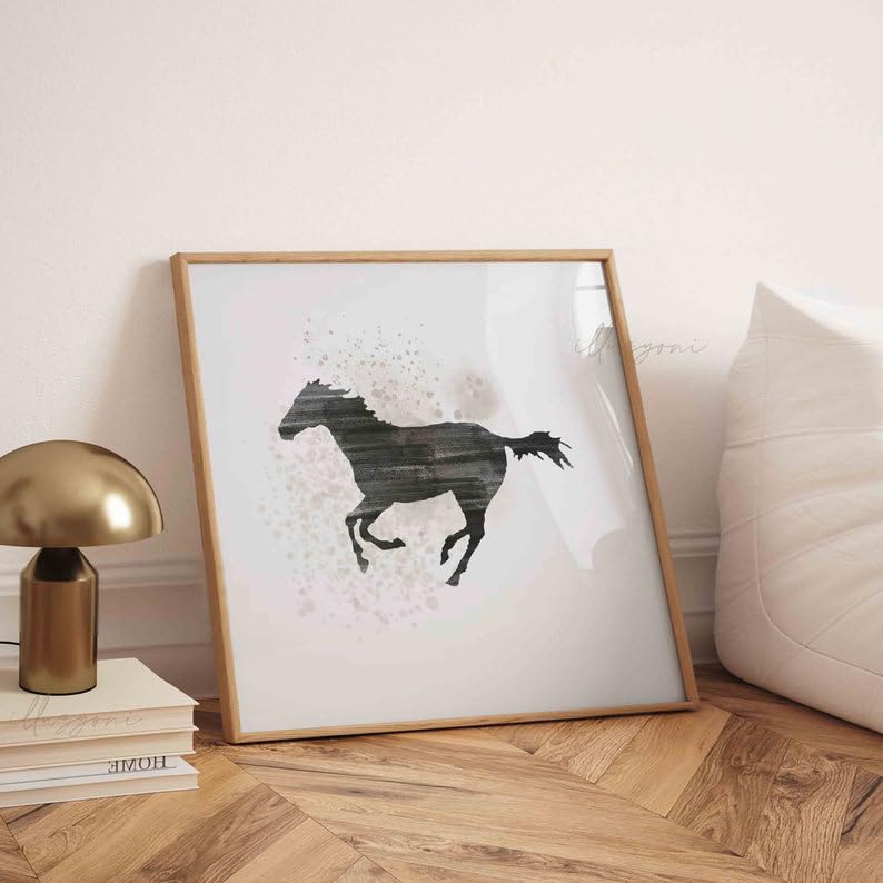KAEVION Wall Hanging Horse Painting Poster with PVC | Gift for Good Luck, Success, and Power Glossy Print Frame for office,Home, Hall Etc – Pack of 4