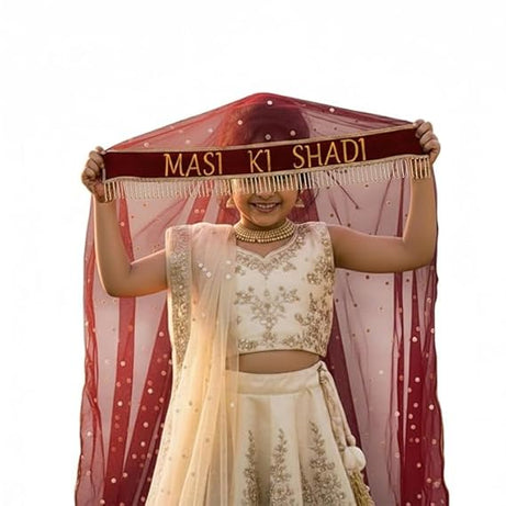 Kaevion Wedding Dupatta | Entry Dupatta with Text | Custom Name Dupatta for Children, Kid’s, 6-8 years Old Baby-Maroon