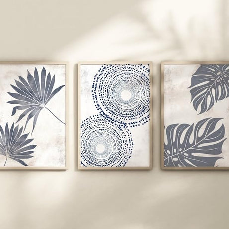 KAEVION Wall Art Photo Palm Leaf Tropical Monstera Leaf Frame | Glossy Digital Frame Set of 3 Prints| Waterproof Scratch Resistance Long Lasting Wall Home Decor Photo Poster with Frame – 3 pcs