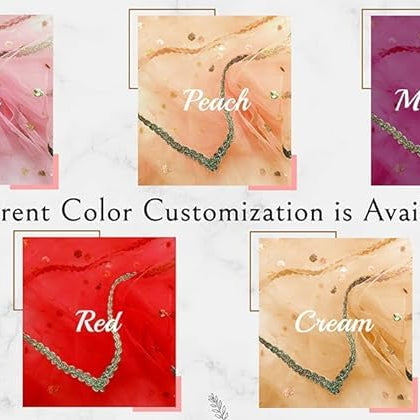 KAEVION Bridal Name Dupatta | Bride’s Duppatta for Marriage Reception | Chunnis & Dupattas with Customized Name | Net Dulhan Dupatta for Wedding Day