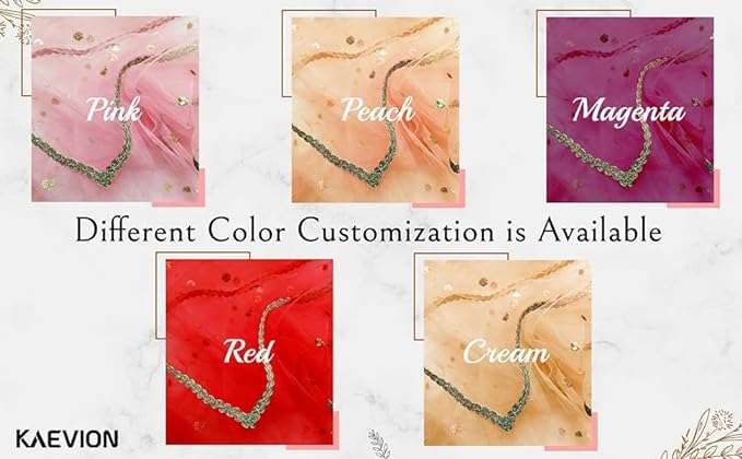 KAEVION Bridal Name Dupatta | Bride’s Duppatta for Marriage Reception | Chunnis & Dupattas with Customized Name | Net Dulhan Dupatta for Wedding Day