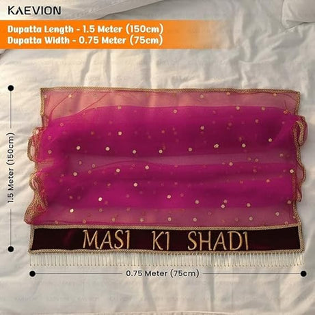 Kaevion Wedding Dupatta | Entry Dupatta with Text | Custom Name Dupatta for Children, Kid’s, 6-8 years Old Baby-Magenta