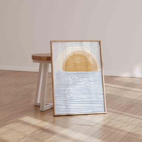 KAEVION Wall Hanging Art Decor Canvas Ocean Waves Boho Sun Beach Print Painting Glossy Finish, Waterproof Framed for Beach House Home Decor Poster Framed - 24x36 inch Visit the kaevion Store