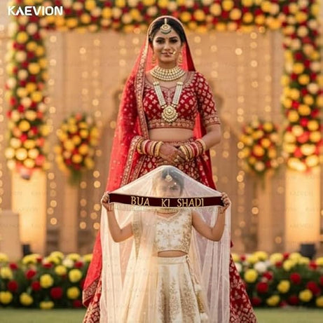 Kaevion Wedding Dupatta | Entry Dupatta with Text | Custom Name Dupatta for Children, Kid’s, 6-8 years Old Baby-Cream