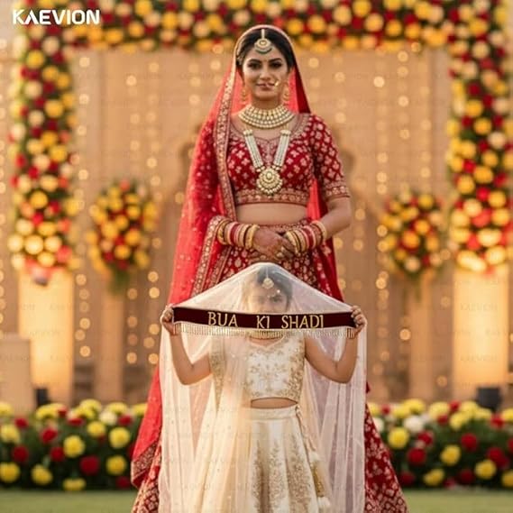 Kaevion Wedding Dupatta | Entry Dupatta with Text | Custom Name Dupatta for Children, Kid’s, 6-8 years Old Baby-Cream