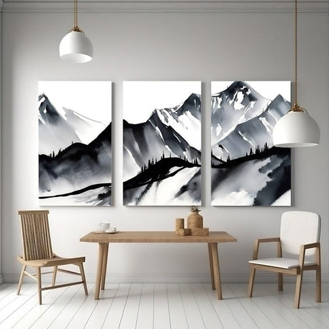 KAEVION Frameless Mountain Photo Frame for Home Decor |Wall Hanging Big Size Photo Frame|Matt Finish Waterproof sceatch Resitance paint Print Frame – Pcs of -3