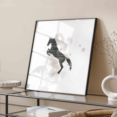 KAEVION Wall Hanging Horse Painting Poster with PVC | Gift for Good Luck, Success, and Power Glossy Print Frame for office,Home, Hall Etc – Pack of 4