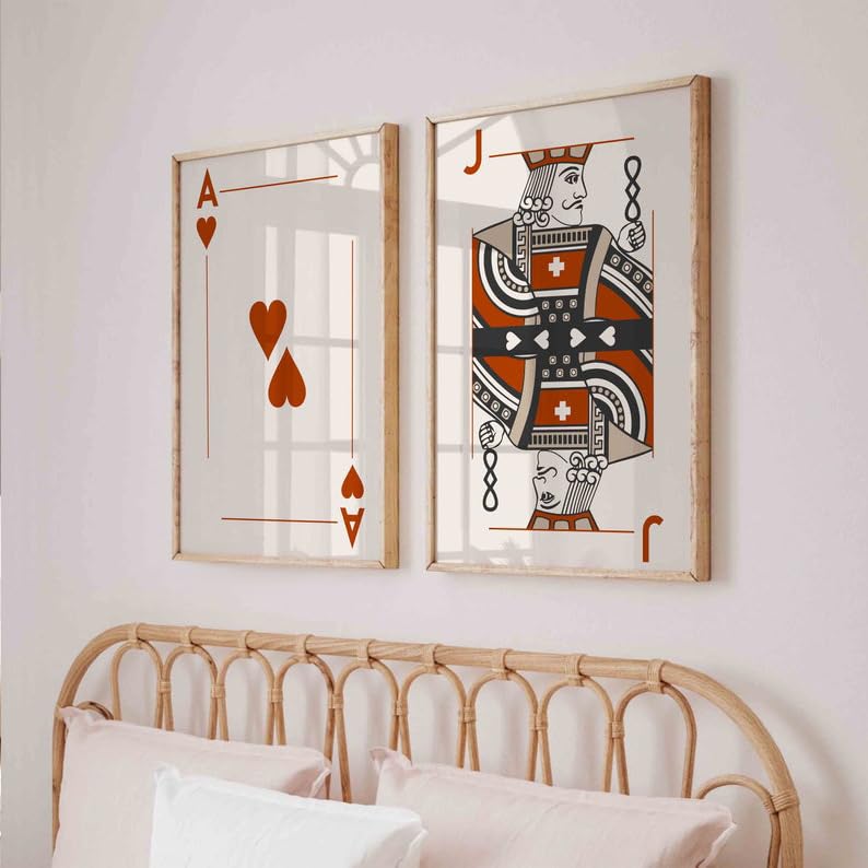 KAEVION Glossy Finish Playing Cards Photo Frame| Positive vibes Poster Painting | PVC Wall Mounted Frame for Living Room | Home Décor Wall Art Print 2 Piece – White