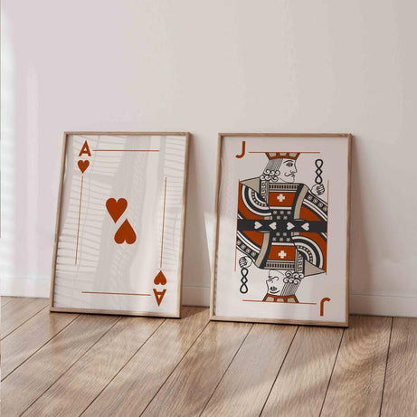 KAEVION Glossy Finish Solitaire Playing Cards Photo Frame| Positive vibes Aesthetic Poster Painting |PVC Framed Wall Mounted Home Decore for Living Room | Home Décor Wall Art Print 2 Piece – White