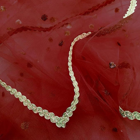 KAEVION Net Bridal Entry Sada Saubhagyawati Bhav Dupatta with Customized Name | Dulhan Wedding Dupatta with Pipe Lace - Pack of 1