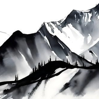 KAEVION Frameless Matt Finish Mountain 3 Piece Wall Art | Watercolor Mountain Landscape | Abstract Nature Print | Modern Minimal Decor | Home Décor Wall Mounted Frame for Living Room