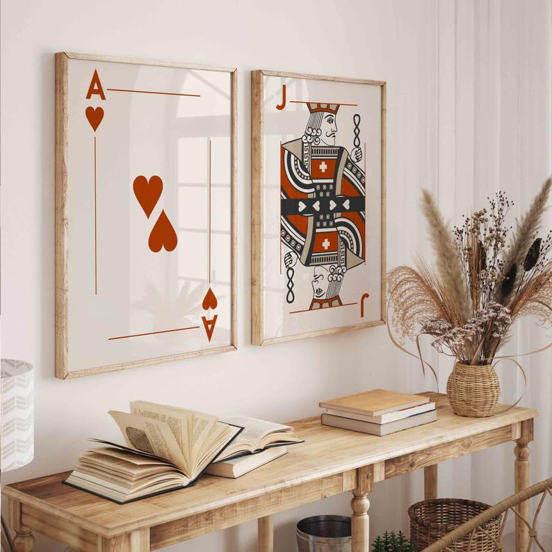KAEVION Glossy Finish Playing Cards Photo Frame| Positive vibes Poster Painting | PVC Wall Mounted Frame for Living Room | Home Décor Wall Art Print 2 Piece – White