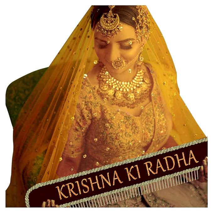 KAEVION 2.5 Meters Net Customized Bride and Groom Name Net Dupatta with latkan frill | Dulhan Entry Chunari | Women's Self Design Net Dupatta for Special Occasions -Wedding Dupatta