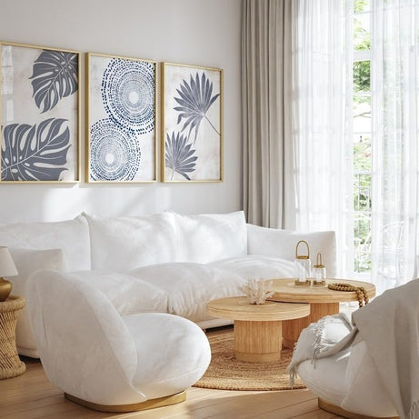 KAEVION Wall Art Photo Palm Leaf Tropical Monstera Leaf Frame | Glossy Digital Frame Set of 3 Prints| Waterproof Scratch Resistance Long Lasting Wall Home Decor Photo Poster with Frame – 3 pcs