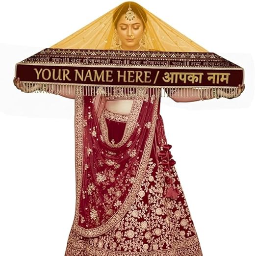 KAEVION Customized Bridal Wedding Dupatta, Bride Entry Duppatta with Text, Dulhan Name Odhni, Indian Wedding Chunni for Bride/Womens