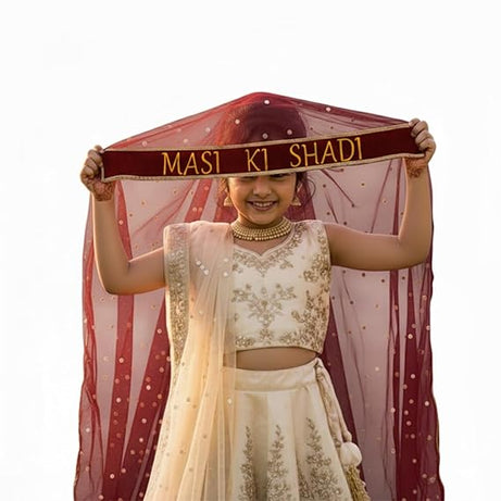 Kaevion Masi Ki Shadi Dupatta/Bua Ki Shadi Chunni/Didi Ki Shadi Odhni/ Beautiful Entry Dupatta for Kid’s-Maroon