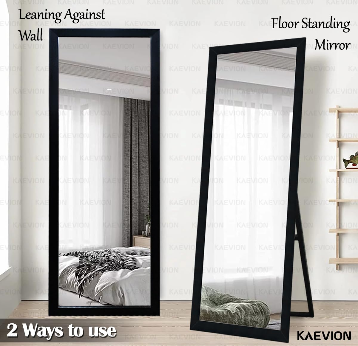 KAEVION Rectangle PVC Full Length Mirror 5.25 Feet Floor Standing Mirror with Hd 5 Mm Glass| Full Body Tall Big Floor Stand Up Or Wall Mounted Mirror Rectangular