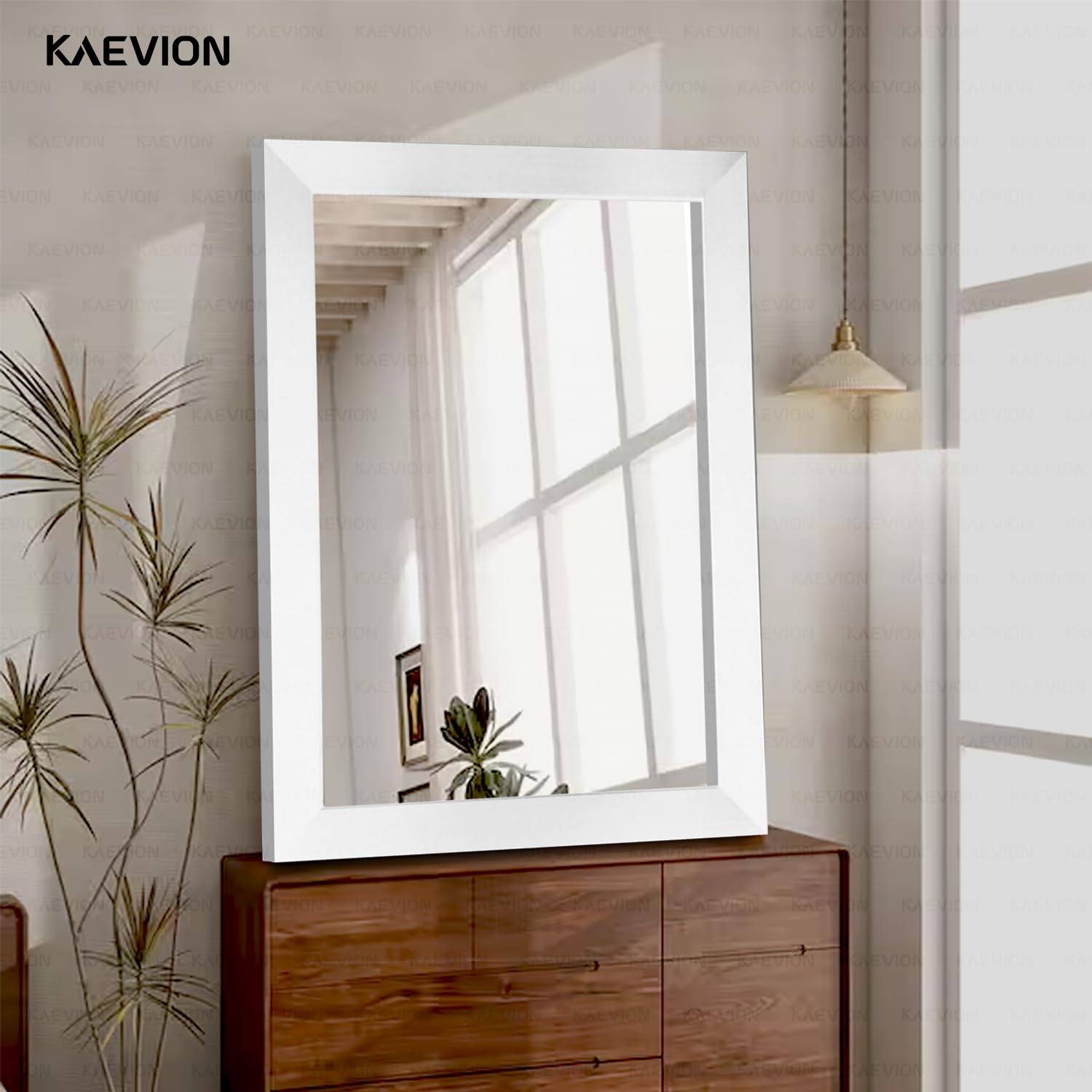 KAEVION Wall Hanging 1.75ft Water Proof PVC Framed Mirror | Wall Mirror for Bedroom or Bathroom |Home Decor Wall Mount Mirror for Bedroom Living-Room Vanity Farmhouse| washroom Mirror for Wall
