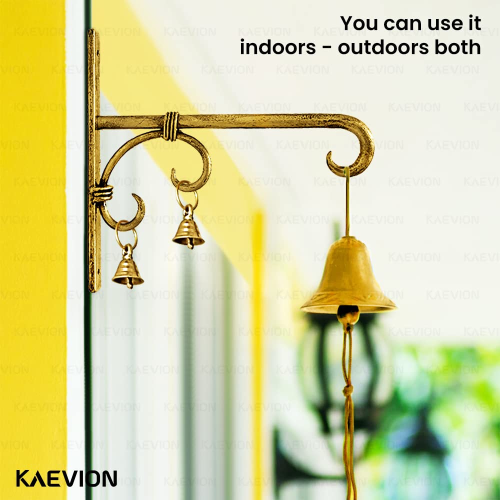 KAEVION Golden Antique Wall Bracket for Bird Feeders & Houses Planters Lanterns Wind Chimes Hanging Baskets Ornaments String Lights | Hotel | Office | Indoor | Outdoor- Pack of 1, 8”Inch