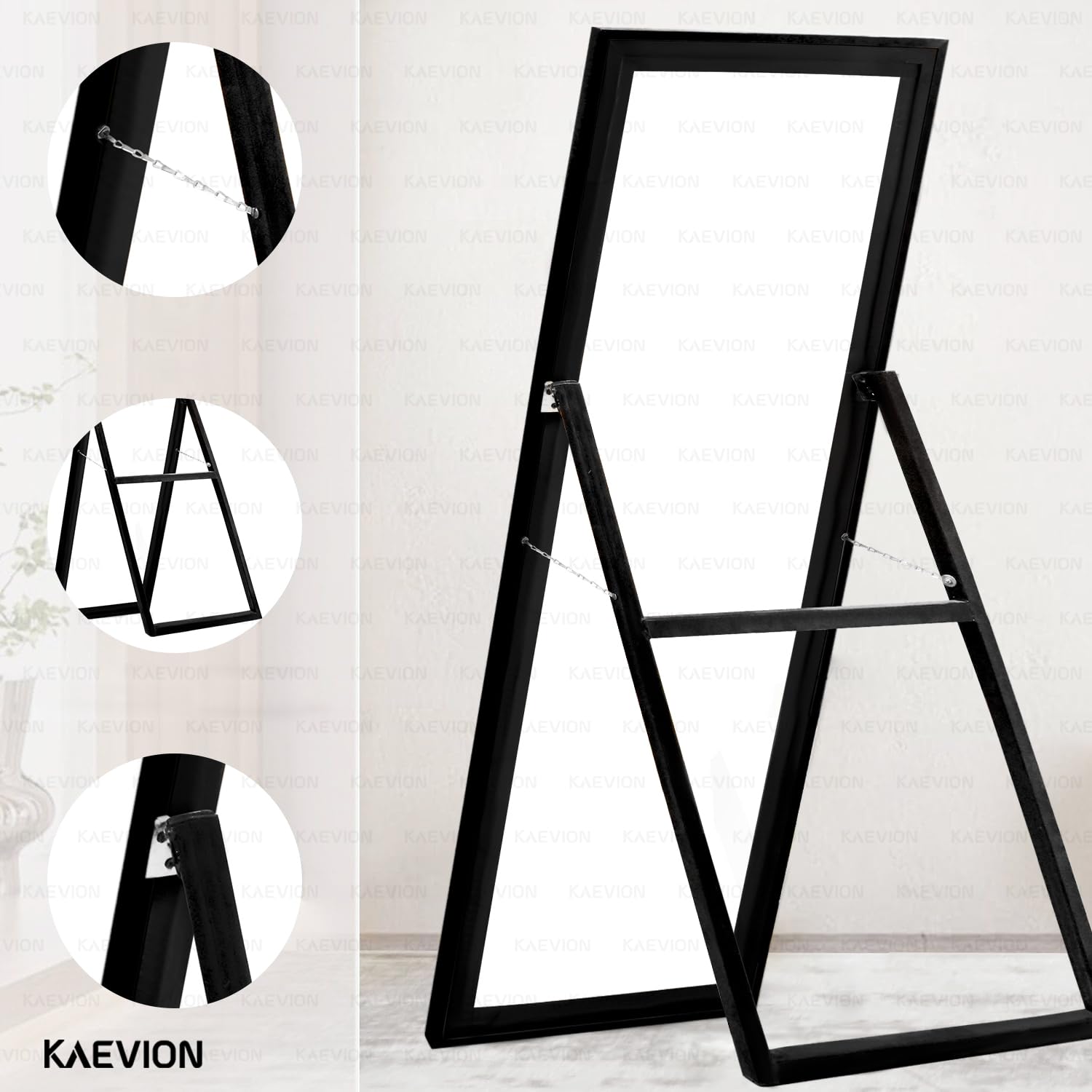 KAEVION Rectangle PVC Full Length Mirror 5.25 Feet Floor Standing Mirror with Hd 5 Mm Glass| Full Body Tall Big Floor Stand Up Or Wall Mounted Mirror Rectangular