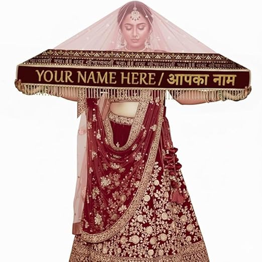 KAEVION Customized Bridal Wedding Dupatta, Bride Entry Duppatta with Text, Dulhan Name Odhni, Indian Wedding Chunni for Bride/Womens