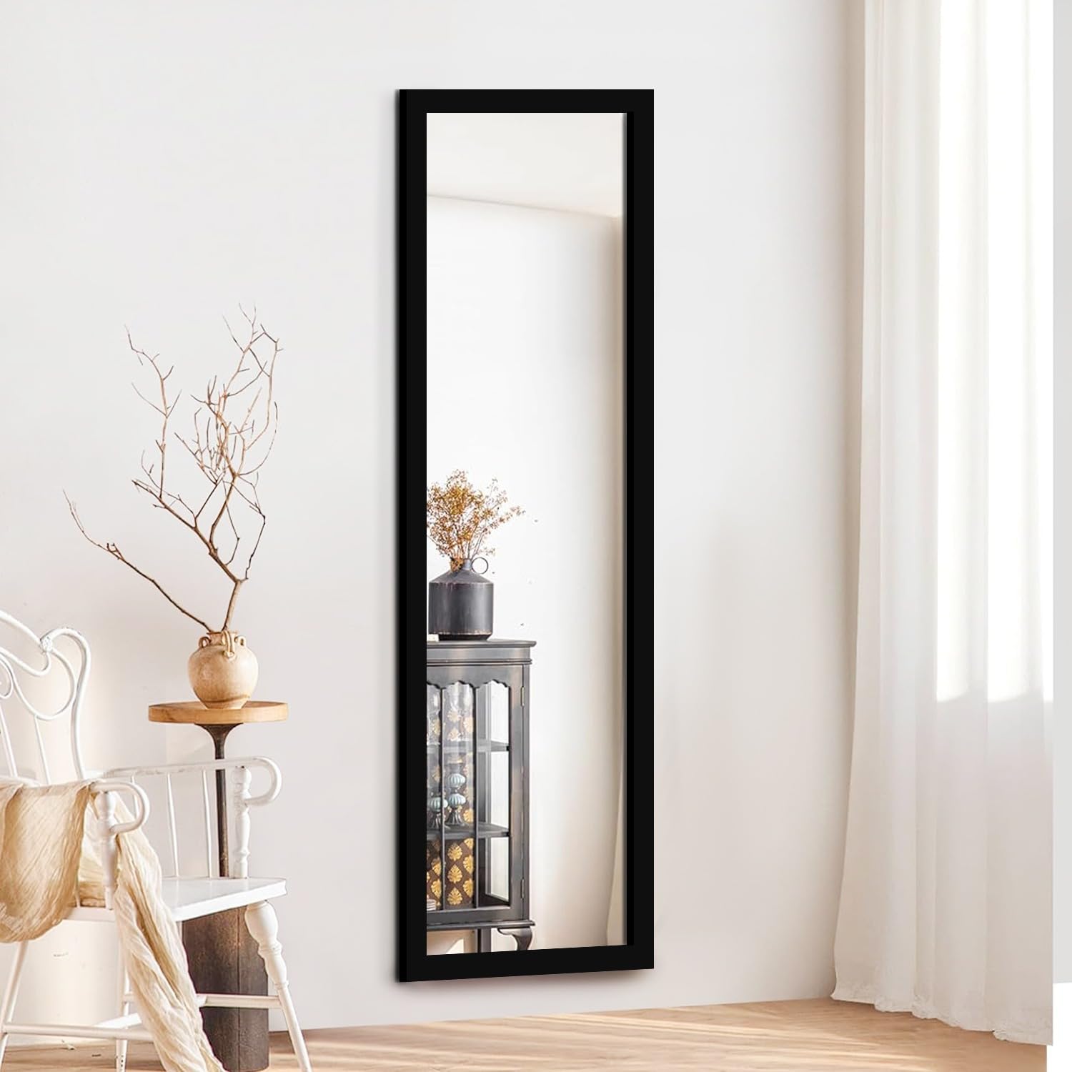 KAEVION Wall Hanging 4 Feet Long PVC Framed Full Length Mirror | Full Size Long Wall Mirror for Home Décor Bedroom Living Room | Wall Mounted Rectangular Standing Dressing Mirror
